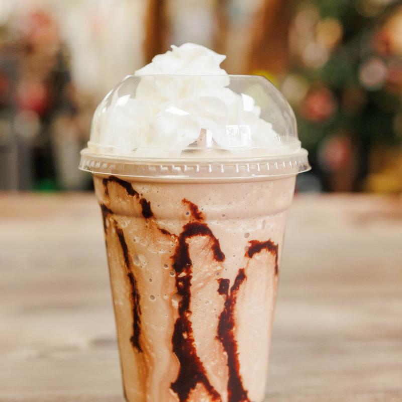 Mocha frappe in a plastic cup