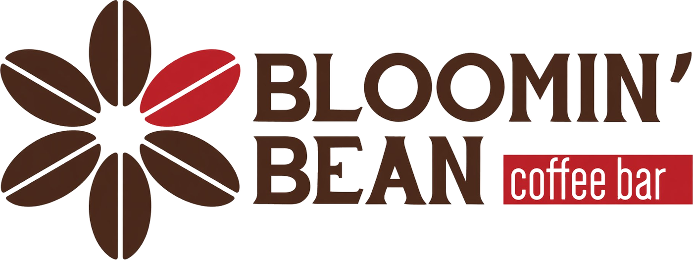 Bloomin' Bean Coffee Bar logo — a flower made of coffee beans